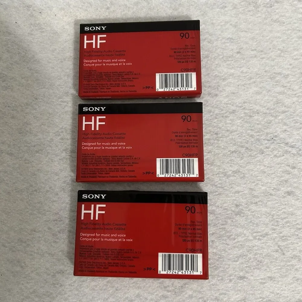 Sony HF 90 minute Audio Cassettes NEW UNOPENED Lot Of 3 Normal bias Blank Sealed